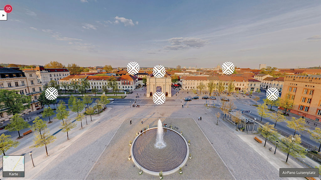 Luftaufnahme des Luisenplatzes in Potsdam