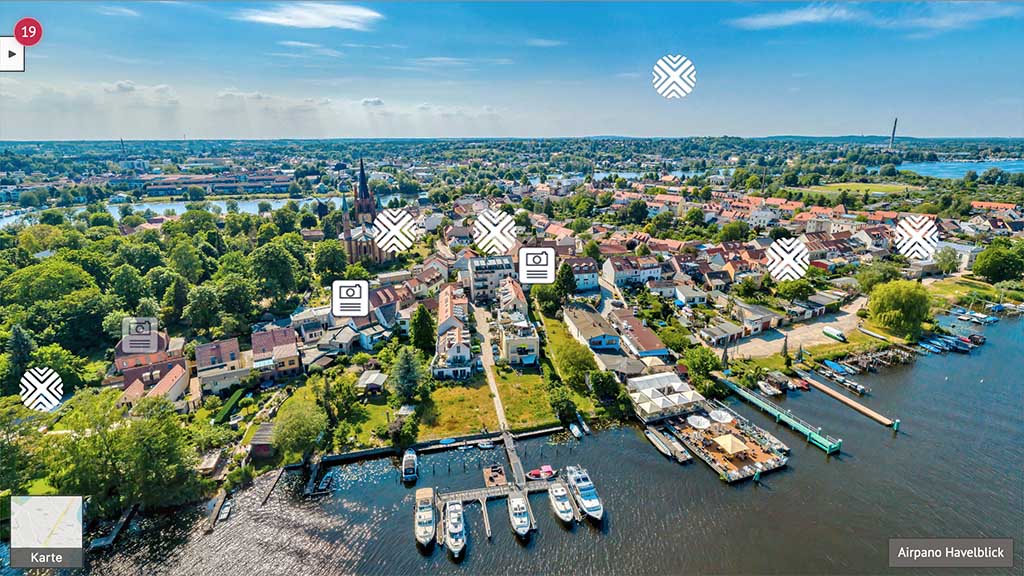 360° Luftpanorama mit beeindruckender Aussicht aus der Vogelperspektive