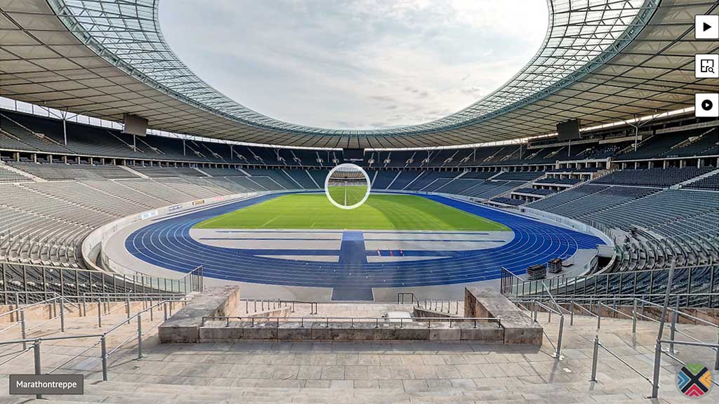 Blick von der Marathontreppe in das Olympiastadion Berlin