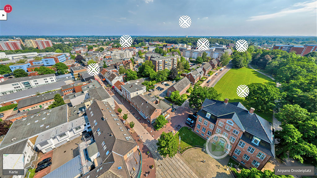 Luftaufnahme des Drosteiplatzes in Pinneberg